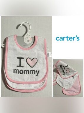 🆕CARTER’S - NWT - 3PK - INFANT GIRLS BIBS